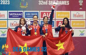 VĐV Cao Thị Duyên nhận HCV tại SEA Games 32. Ảnh người thân cung cấp
